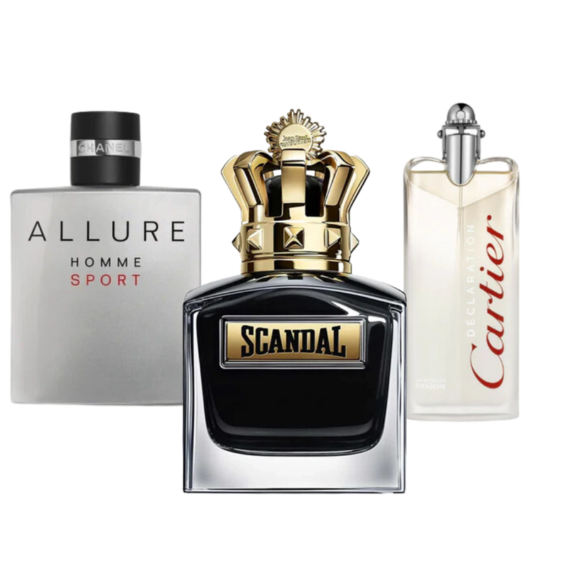 3 Parfums Allure Homme Sport, Jean Paul Gaultier Scandal, Cartier Declaration (Eau de Parfum)