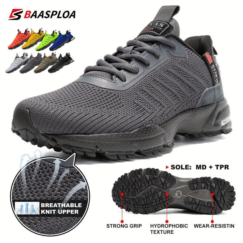 Baasploa Chaussures de course légères et confortables pour hommes, baskets en tricot respirantes et antidérapantes