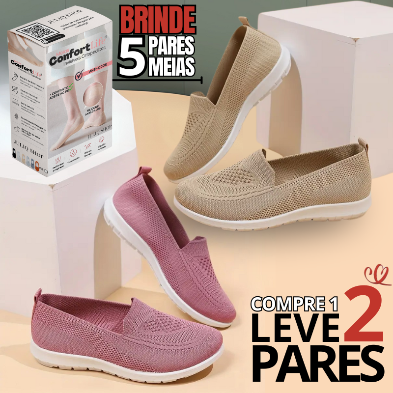 Sapatilha Ortopédicas ConfortLife® [COMPRE 1 LEVE 2 PARES + BRINDE DE 5 PARES DE MEIA ORTOPÉDICAS]