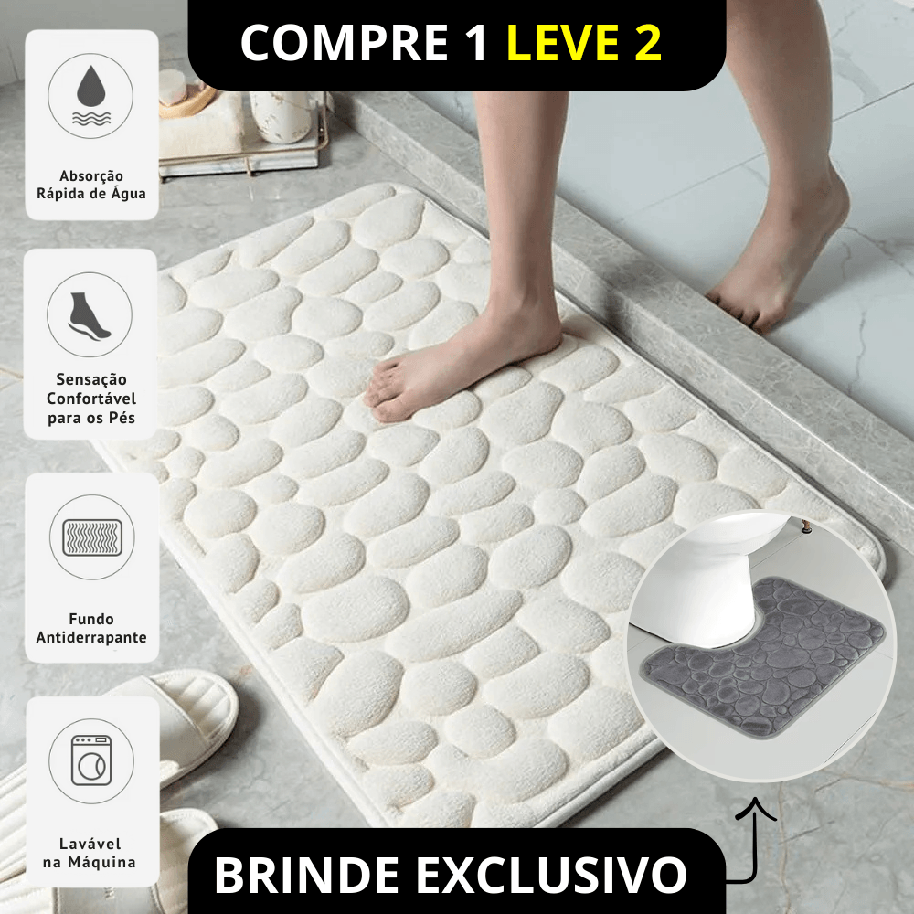 Tapete para Banheiro Antiderrapante Ultra Absorvente – (Compre 1 leve 2 + Brinde Exclusivo)