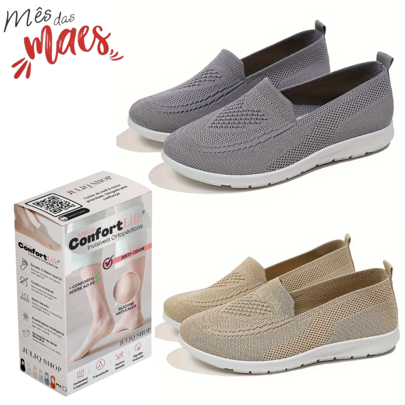 Sapatilha Ortopédicas ConfortLife® [COMPRE 1 LEVE 2 PARES + BRINDE DE 5 PARES DE MEIA ORTOPÉDICAS]
