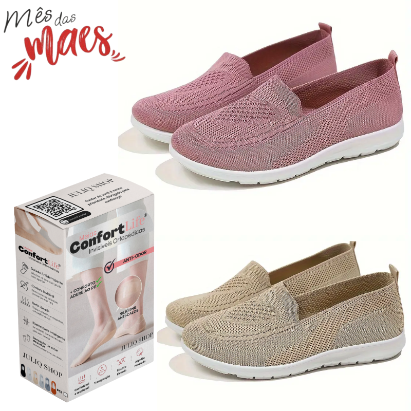 Sapatilha Ortopédicas ConfortLife® [COMPRE 1 LEVE 2 PARES + BRINDE DE 5 PARES DE MEIA ORTOPÉDICAS]