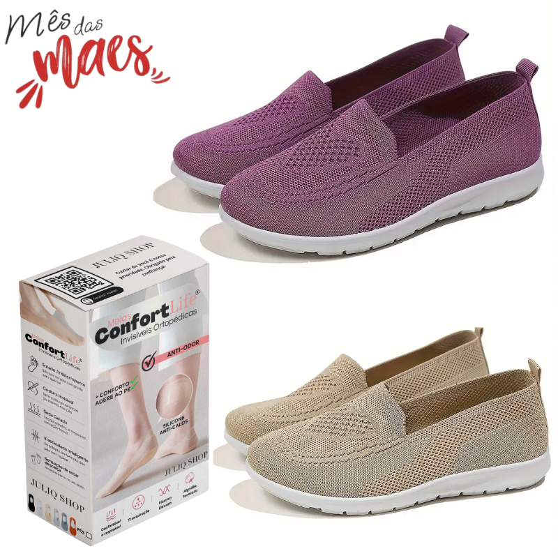 Sapatilha Ortopédicas ConfortLife® [COMPRE 1 LEVE 2 PARES + BRINDE DE 5 PARES DE MEIA ORTOPÉDICAS]
