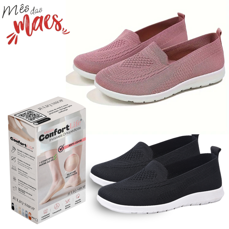 Sapatilha Ortopédicas ConfortLife® [COMPRE 1 LEVE 2 PARES + BRINDE DE 5 PARES DE MEIA ORTOPÉDICAS]